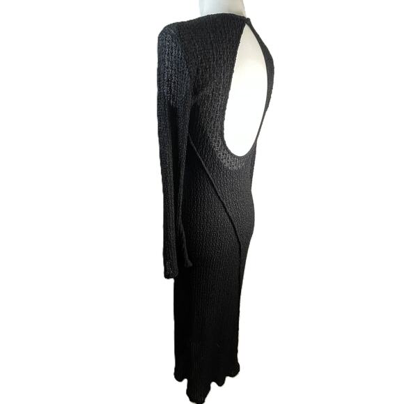 Zara Black Gothic Maxi Dress M Open Back Witchy Fairy Goth Glam Evening Gown - Picture 10 of 15